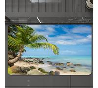 EMCLKS Alfombra Baño Antideslizante 60x90 cm,Decoración ca, romántica Escena Tranquila de Playa, Palmeras, Isla caribeña, f,Alfombrilla Absorbente, Alfombras Lavable a Máquina con Microfibras Suaves