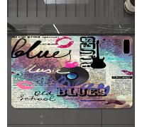 EMCLKS Alfombra Baño Antideslizante 60x90 cm,Decoración de periódico Antiguo, género Musical Blues, Discos Antiguos, Guitar,Alfombrilla Absorbente, Alfombras Lavable a Máquina con Microfibras Suaves
