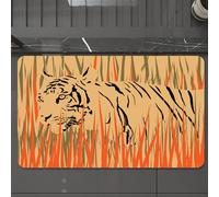 EMCLKS Alfombra Baño Antideslizante 60x90 cm,Decoración de Vida Silvestre: Tigre Entre arbustos, Camuflaje, carnívoro, depr,Alfombrilla Absorbente, Alfombras Lavable a Máquina con Microfibras Suaves