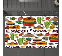 EMCLKS Alfombra Baño Antideslizante 60x90 cm,Decoraciones mexicanas, Viva México con Elementos autóctonos Poncho Tequila Sa,Alfombrilla Absorbente, Alfombras Lavable a Máquina con Microfibras Suaves
