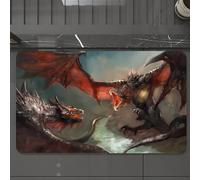 EMCLKS Alfombra Baño Antideslizante 60x90 cm,Duelo de Dragones, Encuentro dramático Entre Dos Bestias de alas Rojas, se Pro,Alfombrilla Absorbente, Alfombras Lavable a Máquina con Microfibras Suaves