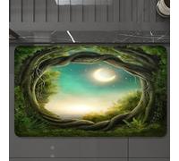 EMCLKS Alfombra Baño Antideslizante 60x90 cm,El Camino Secreto en el Bosque bajo la Luz de la Luna, Bosque Misterioso y Rei,Alfombrilla Absorbente, Alfombras Lavable a Máquina con Microfibras Suaves