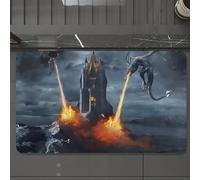 EMCLKS Alfombra Baño Antideslizante 60x90 cm,El Castillo atacado por el dragón en un asedio ardiente, Dragón de Fuego, El d,Alfombrilla Absorbente, Alfombras Lavable a Máquina con Microfibras Suaves