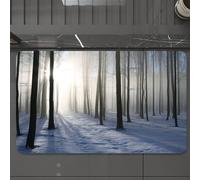 EMCLKS Alfombra Baño Antideslizante 60x90 cm,El Encantador Bosque en Invierno, el Sol Brilla Desde el Suelo Entre la Nieve,Alfombrilla Absorbente, Alfombras Lavable a Máquina con Microfibras Suaves