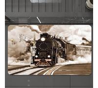 EMCLKS Alfombra Baño Antideslizante 60x90 cm,El Tren de Vapor Retro Sale de la estación.,Alfombrilla Absorbente, Alfombras Lavable a Máquina con Microfibras Suaves