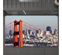 EMCLKS Alfombra Baño Antideslizante 60x90 cm,Estados Unidos, Puente de San Francisco y Paisaje Urbano Metrópolis Financiera,Alfombrilla Absorbente, Alfombras Lavable a Máquina con Microfibras Suaves