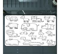 EMCLKS Alfombra Baño Antideslizante 60x90 cm,Guardería, Animales Salvajes en Estilo Libro para Colorear de Safari Africano,Alfombrilla Absorbente, Alfombras Lavable a Máquina con Microfibras Suaves