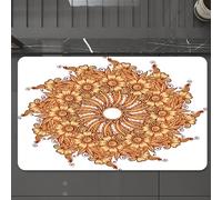 EMCLKS Alfombra Baño Antideslizante 60x90 cm,Ilustración con diseño Floral de Mehndi Inspirado en la civilización Oriental,Alfombrilla Absorbente, Alfombras Lavable a Máquina con Microfibras Suaves