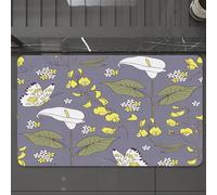 EMCLKS Alfombra Baño Antideslizante 60x90 cm,Ilustración Vectorial de un patrón sin Costuras con Flores de Cala. Fondo Flor,Alfombrilla Absorbente, Alfombras Lavable a Máquina con Microfibras Suaves