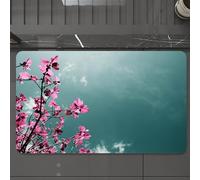 EMCLKS Alfombra Baño Antideslizante 60x90 cm,Imagen de Ramas de Hojas Rosadas, sobre el Cielo Azul, evocando un Milagro.,Alfombrilla Absorbente, Alfombras Lavable a Máquina con Microfibras Suaves