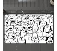 EMCLKS Alfombra Baño Antideslizante 60x90 cm,Imagen temática de Doodle, colección de Perros y Gatos, Animales Lindos, Seres,Alfombrilla Absorbente, Alfombras Lavable a Máquina con Microfibras Suaves