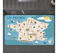EMCLKS Alfombra Baño Antideslizante 60x90 cm,Imágenes caprichosas de la Ciudad de Los Ángeles en Francia, un Colorido recor,Alfombrilla Absorbente, Alfombras Lavable a Máquina con Microfibras Suaves