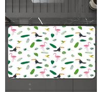EMCLKS Alfombra Baño Antideslizante 60x90 cm,Isla, Motivo de Fauna selvática flamencos flama1,Alfombrilla Absorbente, Alfombras Lavable a Máquina con Microfibras Suaves