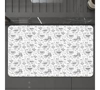 EMCLKS Alfombra Baño Antideslizante 60x90 cm,Llama, triángulos Abstractos con Alpacas garabateadas en diseño en Blanco y ne,Alfombrilla Absorbente, Alfombras Lavable a Máquina con Microfibras Suaves