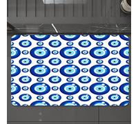EMCLKS Alfombra Baño Antideslizante 60x90 cm,Mal de Ojo, patrón simétrico, Figuras del Ojo Que Todo lo ve, supersticioso tu,Alfombrilla Absorbente, Alfombras Lavable a Máquina con Microfibras Suaves