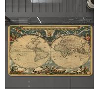 EMCLKS Alfombra Baño Antideslizante 60x90 cm,Mapa Antiguo Vintage y fechado del Tema de geografía histórica del Mundo antig,Alfombrilla Absorbente, Alfombras Lavable a Máquina con Microfibras Suaves