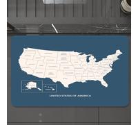 EMCLKS Alfombra Baño Antideslizante 60x90 cm,Mapa DE EE. UU. con Nombre DE PAÍSES Mapa DE Estados Unidos DE AMÉRICA Mapa DE,Alfombrilla Absorbente, Alfombras Lavable a Máquina con Microfibras Suaves