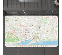 EMCLKS Alfombra Baño Antideslizante 60x90 cm,Mapa, Plano de Las Calles de Barcelona, Parques, distritos, Atracciones, Decor,Alfombrilla Absorbente, Alfombras Lavable a Máquina con Microfibras Suaves