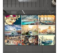 EMCLKS Alfombra Baño Antideslizante 60x90 cm,Máscaras Italianas para el Carnaval de Venecia, góndola barroca,Alfombrilla Absorbente, Alfombras Lavable a Máquina con Microfibras Suaves
