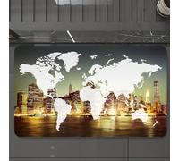 EMCLKS Alfombra Baño Antideslizante 60x90 cm,Mundo, Mundo Cartografía Global Globalización Tierra Concepto Internacional Ci,Alfombrilla Absorbente, Alfombras Lavable a Máquina con Microfibras Suaves