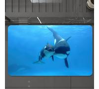 EMCLKS Alfombra Baño Antideslizante 60x90 cm,Mundo Submarino, majestuosa Ballena Adulta y una Ballena pequeña, navegando po,Alfombrilla Absorbente, Alfombras Lavable a Máquina con Microfibras Suaves