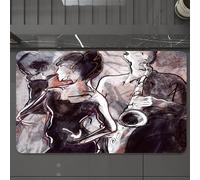 EMCLKS Alfombra Baño Antideslizante 60x90 cm,Música Jazz, ilustración de un Hombre Tocando el saxofón con Bailarines clásic,Alfombrilla Absorbente, Alfombras Lavable a Máquina con Microfibras Suaves