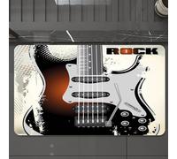 EMCLKS Alfombra Baño Antideslizante 60x90 cm,Música Rock, patrón detallado de Guitarra con Cuerdas, Fondo Retro de semitono,Alfombrilla Absorbente, Alfombras Lavable a Máquina con Microfibras Suaves