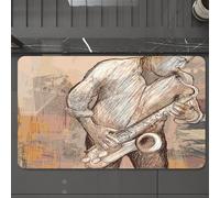 EMCLKS Alfombra Baño Antideslizante 60x90 cm,Músico de Jazz Tocando un Solo de saxofón en la Calle sobre Fondo Grunge, impr,Alfombrilla Absorbente, Alfombras Lavable a Máquina con Microfibras Suaves