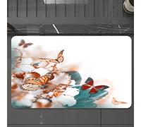 EMCLKS Alfombra Baño Antideslizante 60x90 cm,Naturaleza, Mariposas de Colores vuelan sobre pétalos violetas BLU,Alfombrilla Absorbente, Alfombras Lavable a Máquina con Microfibras Suaves