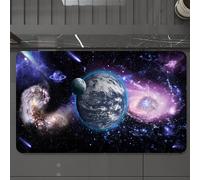 EMCLKS Alfombra Baño Antideslizante 60x90 cm,Paisaje cósmico, Tierra y Varios cuerpos celestes, Tierra, Galaxias y Planetas,Alfombrilla Absorbente, Alfombras Lavable a Máquina con Microfibras Suaves