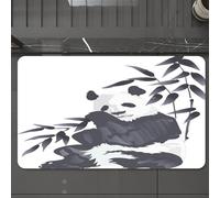 EMCLKS Alfombra Baño Antideslizante 60x90 cm,Panda, Oso Panda Gigante Sentado en el zoológico. Pintura Tradicional China. I,Alfombrilla Absorbente, Alfombras Lavable a Máquina con Microfibras Suaves