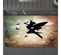 EMCLKS Alfombra Baño Antideslizante 60x90 cm,Papel Tapiz Verde con diseño de una Hermosa Hada.,Alfombrilla Absorbente, Alfombras Lavable a Máquina con Microfibras Suaves