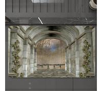 EMCLKS Alfombra Baño Antideslizante 60x90 cm,Pasaje de Piedra, un majestuoso Arco de Piedra Decorado con Plantas Verdes, qu,Alfombrilla Absorbente, Alfombras Lavable a Máquina con Microfibras Suaves