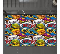 EMCLKS Alfombra Baño Antideslizante 60x90 cm,Patrón sin Costuras de Burbujas de diálogo de cómics Multicolores,Alfombrilla Absorbente, Alfombras Lavable a Máquina con Microfibras Suaves