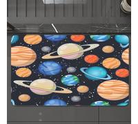 EMCLKS Alfombra Baño Antideslizante 60x90 cm,Planetas Coloridos sobre un Fondo de Estrellas, con Varios cuerpos planetarios,Alfombrilla Absorbente, Alfombras Lavable a Máquina con Microfibras Suaves