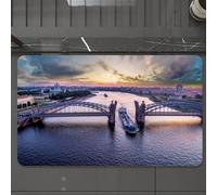 EMCLKS Alfombra Baño Antideslizante 60x90 cm,San Petersburgo. Rusia. Puente de Pedro el Grande al Atardecer. Los Puentes le,Alfombrilla Absorbente, Alfombras Lavable a Máquina con Microfibras Suaves