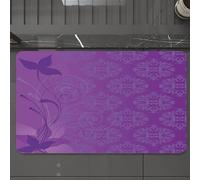 EMCLKS Alfombra Baño Antideslizante 60x90 cm,sición de Plantas Lilas sobre un Fondo de Adorno Morado.,Alfombrilla Absorbente, Alfombras Lavable a Máquina con Microfibras Suaves