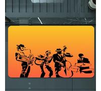 EMCLKS Alfombra Baño Antideslizante 60x90 cm,Silueta de música Jazz de un cuarteto de Jazz Tocando en el PAL,Alfombrilla Absorbente, Alfombras Lavable a Máquina con Microfibras Suaves