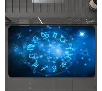 EMCLKS Alfombra Baño Antideslizante 60x90 cm,Símbolos del zodíaco Dispuestos en un patrón Circular, sentados sobre un Cielo,Alfombrilla Absorbente, Alfombras Lavable a Máquina con Microfibras Suaves