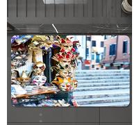 EMCLKS Alfombra Baño Antideslizante 60x90 cm,Tienda de máscaras de Carnaval Callejero en Venecia, Italia,Alfombrilla Absorbente, Alfombras Lavable a Máquina con Microfibras Suaves