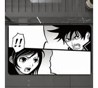 EMCLKS Alfombra Baño Antideslizante 60x90 cm,Típica Tira de cómic Japonesa con Pelea Entre un Chico y una Chica.,Alfombrilla Absorbente, Alfombras Lavable a Máquina con Microfibras Suaves