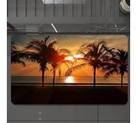 EMCLKS Alfombra Baño Antideslizante 60x90 cm,Tranquilidad del Atardecer Tropical, Palmeras en un Cielo Dorado Brillante mie,Alfombrilla Absorbente, Alfombras Lavable a Máquina con Microfibras Suaves