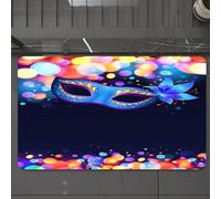 EMCLKS Alfombra Baño Antideslizante 60x90 cm,Venecia, máscara de Carnaval Azul Brillante con Flores adornadas y rímel.,Alfombrilla Absorbente, Alfombras Lavable a Máquina con Microfibras Suaves