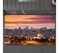 EMCLKS Alfombra Baño Antideslizante 60x90 cm,Vista Desde el Monte de los Olivos hacia la Ciudad Vieja de Jerusalén,Alfombrilla Absorbente, Alfombras Lavable a Máquina con Microfibras Suaves
