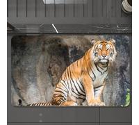 EMCLKS Alfombra Baño Antideslizante 60x90 cm,Zoológico, Tigre de Bengala, felino, depredador, Agresivo, Cazador, carnívoro,Alfombrilla Absorbente, Alfombras Lavable a Máquina con Microfibras Suaves