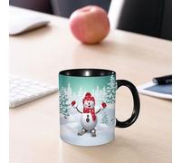 EMCLKS Ceramic Mug,tazas desayuno,taza te,tazas cafe,taza navidad,regalos originales mujer,regalos para parejas,Felices vacaciones de invierno de esquí con muñeco de nieve,330ml