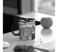EMCLKS Ceramic Mug,tazas desayuno,taza te,tazas cafe,taza navidad,regalos originales mujer,regalos para parejas,Nueva York, NYC sobre Manhattan desde lo alto de los rascacielos Cultura urbana g,330ml