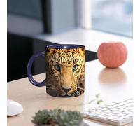 EMCLKS Ceramic Mug,tazas desayuno,taza te,tazas cafe,taza navidad,regalos originales mujer,regalos para parejas,Leopardo, leopardo de cerca, mirada salvaje, retrato, primer plano,330ml