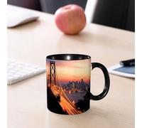 EMCLKS Ceramic Mug,tazas desayuno,taza te,tazas cafe,taza navidad,regalos originales mujer,regalos para parejas,El magnífico horizonte de la ciudad bajo el sol poniente en San Francisco,330ml