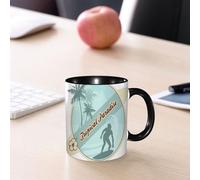 EMCLKS Ceramic Mug,tazas desayuno,taza te,tazas cafe,taza navidad,regalos originales mujer,regalos para parejas,Surf, silueta de imagen retro de un surfista y palmeras.,330ml